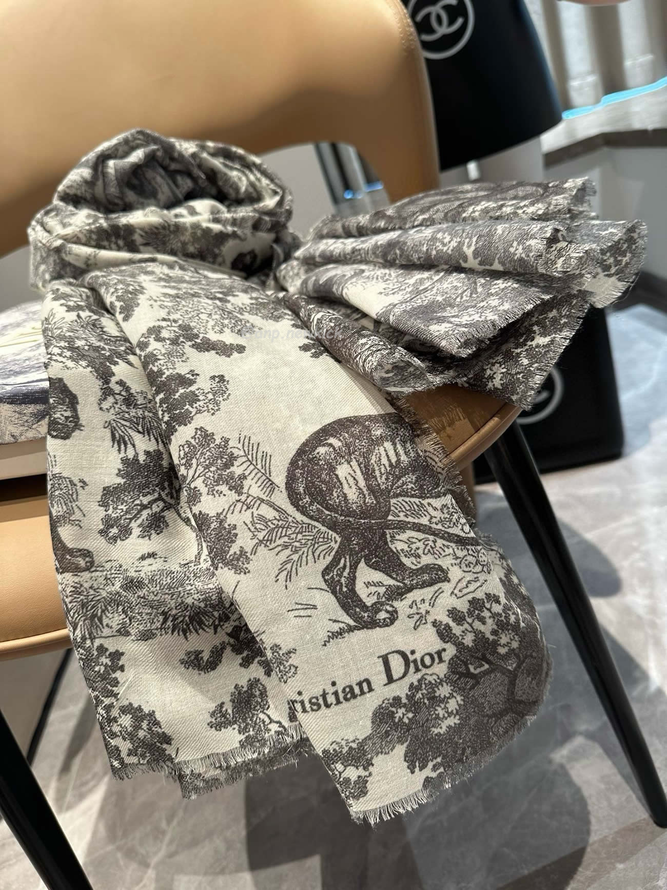 Dior Printed Shawl Cashmere Fabrics Sauvage Ruyi Print 140x180cm (15) - newkick.org